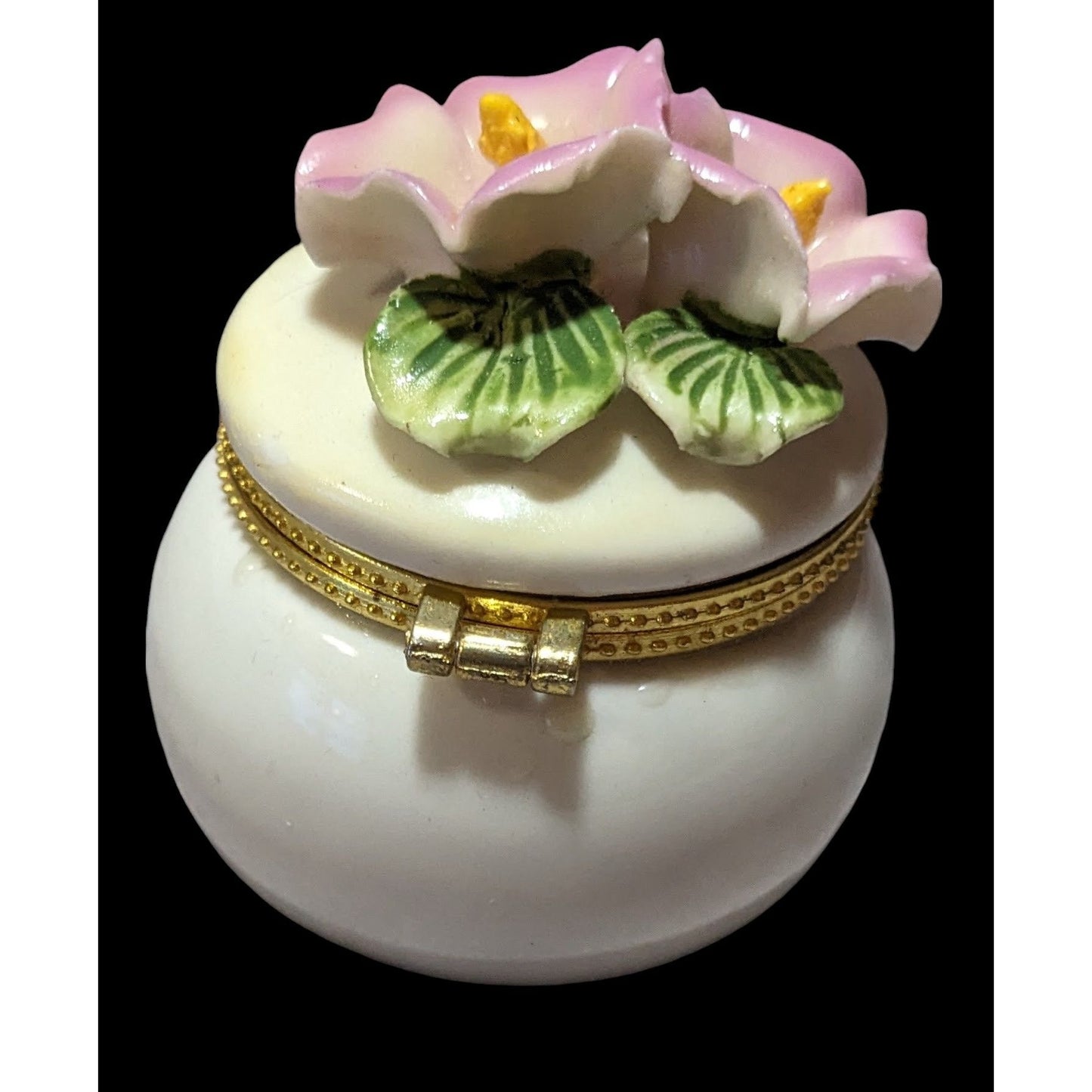 Vintage Ceramic Floral Vanity Trinket Box