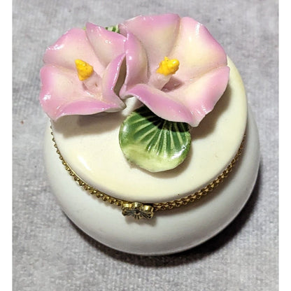 Vintage Ceramic Floral Vanity Trinket Box