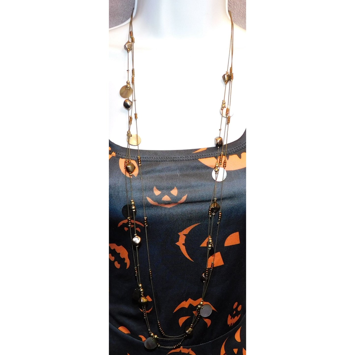 Multilayer Shell Disc Beaded Layered Station Necklace