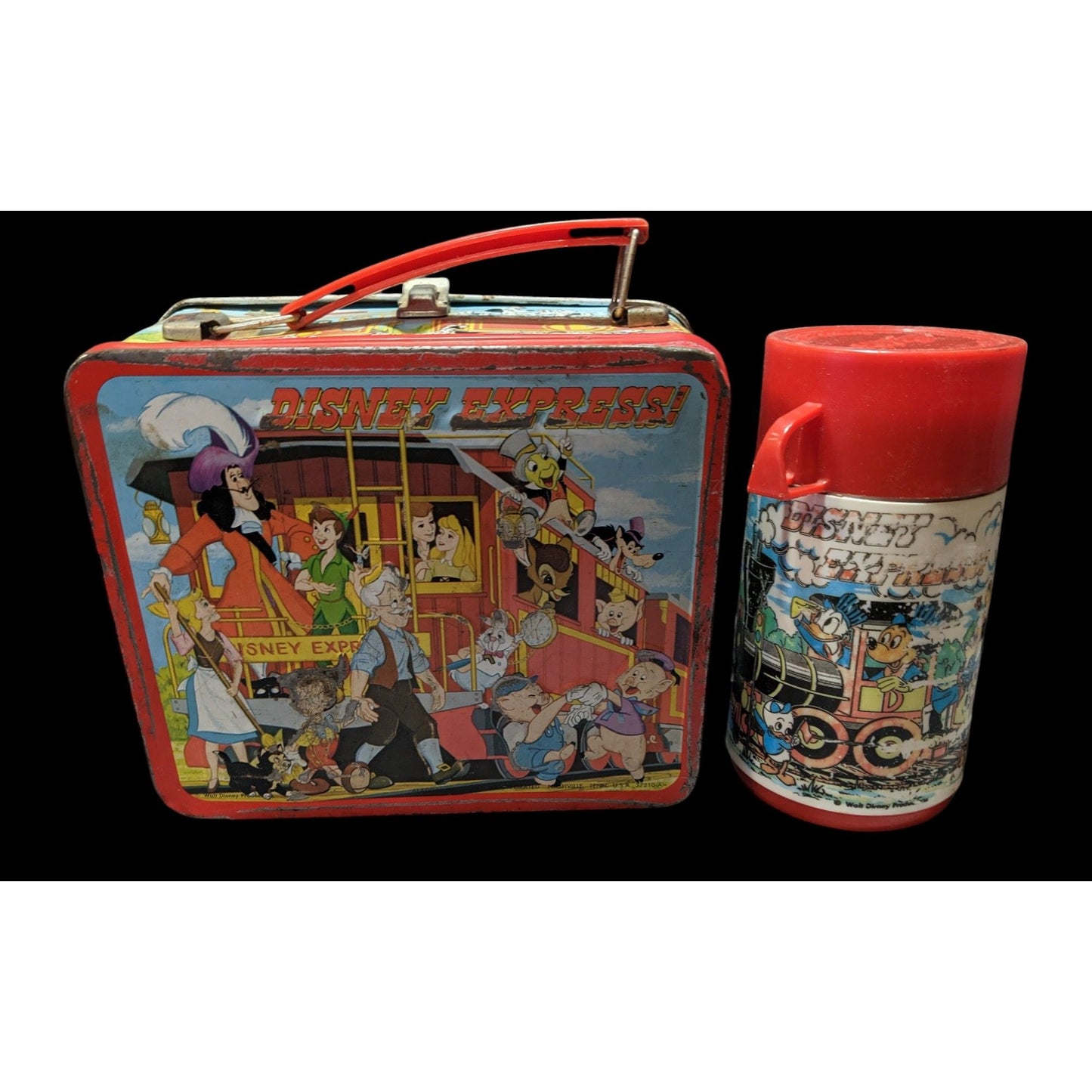 Vintage 70s Disney Express Lunchbox And Thermos Set