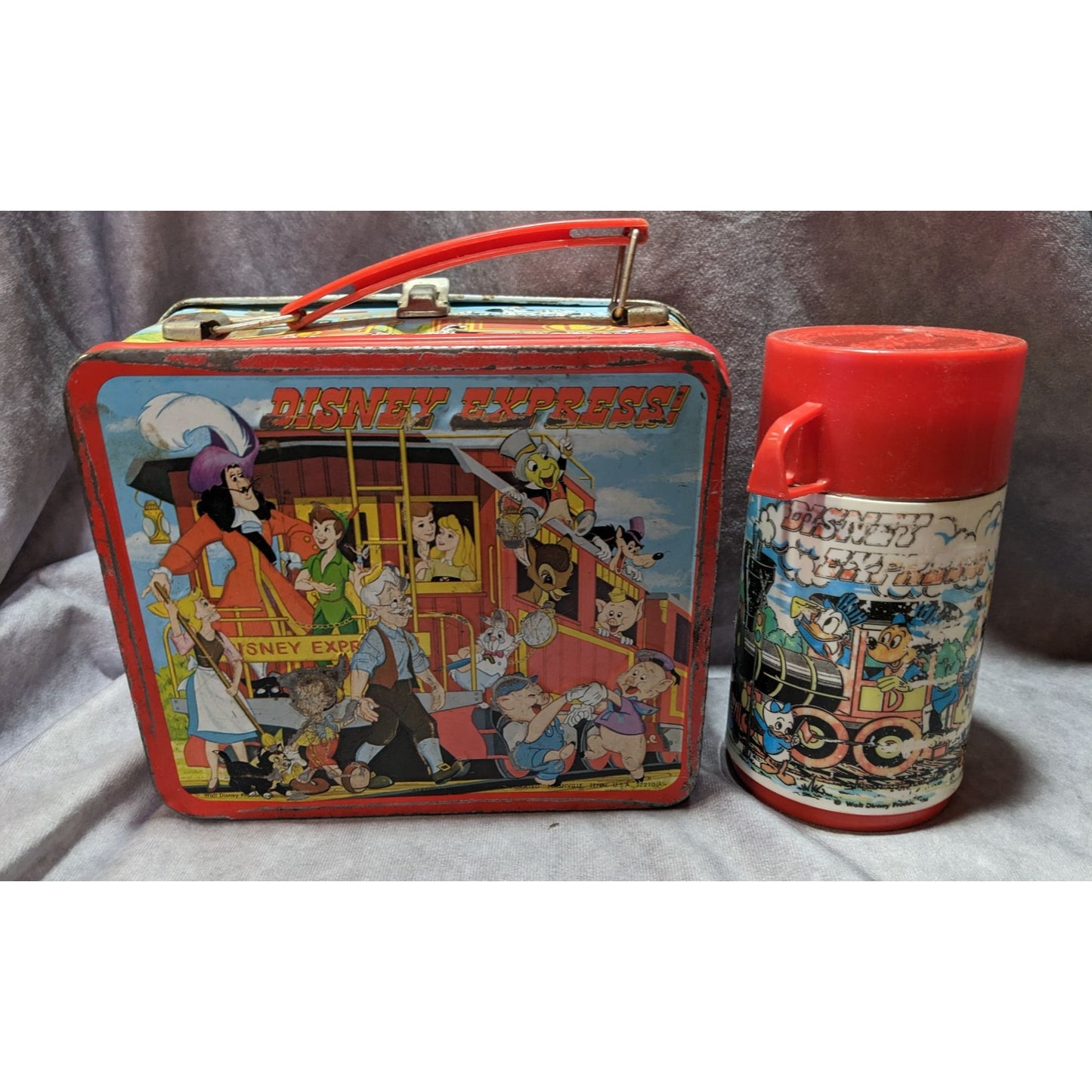 Vintage 70s Disney Express Lunchbox And Thermos Set