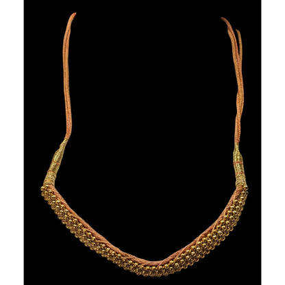 Indian Bridal Necklace Orange And Gold Tone With Pink And Green Tassel