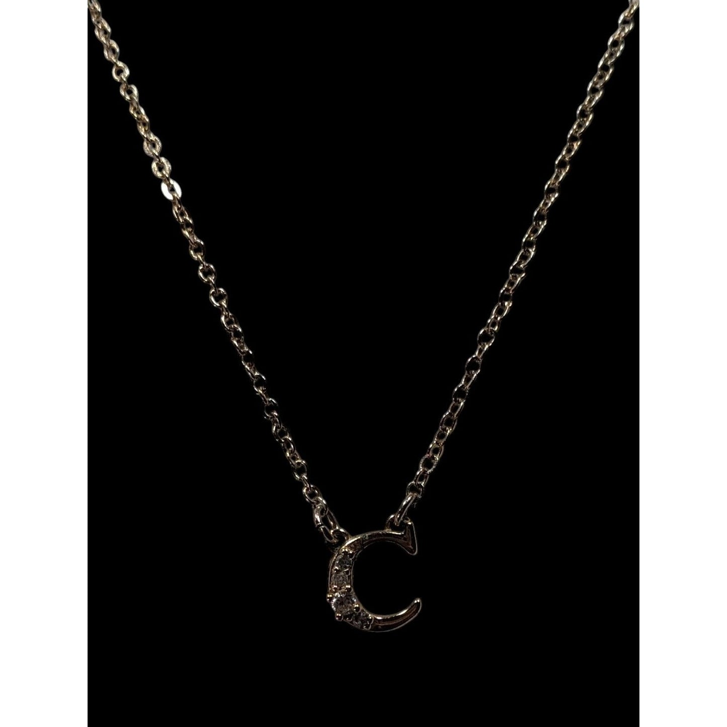 Minimalist Celestial Rhinestone Moon Pendant Necklace