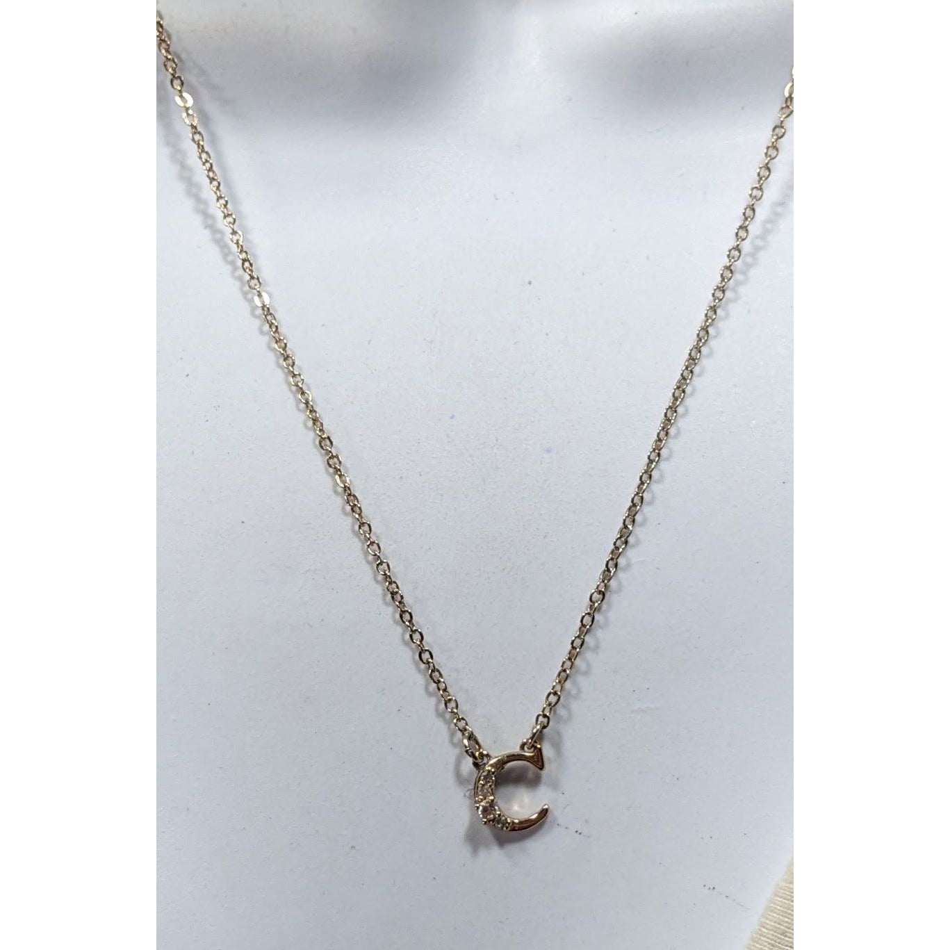 Minimalist Celestial Rhinestone Moon Pendant Necklace
