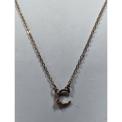 Minimalist Celestial Rhinestone Moon Pendant Necklace