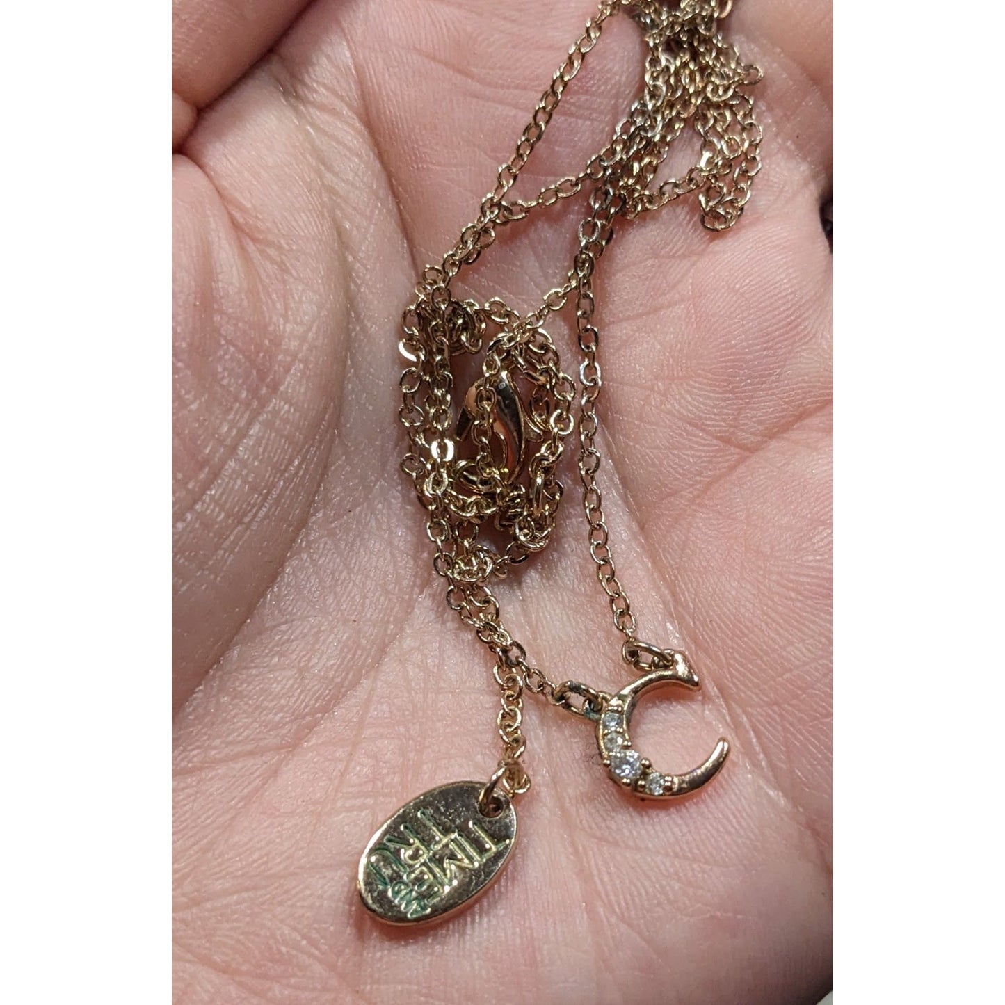 Minimalist Celestial Rhinestone Moon Pendant Necklace