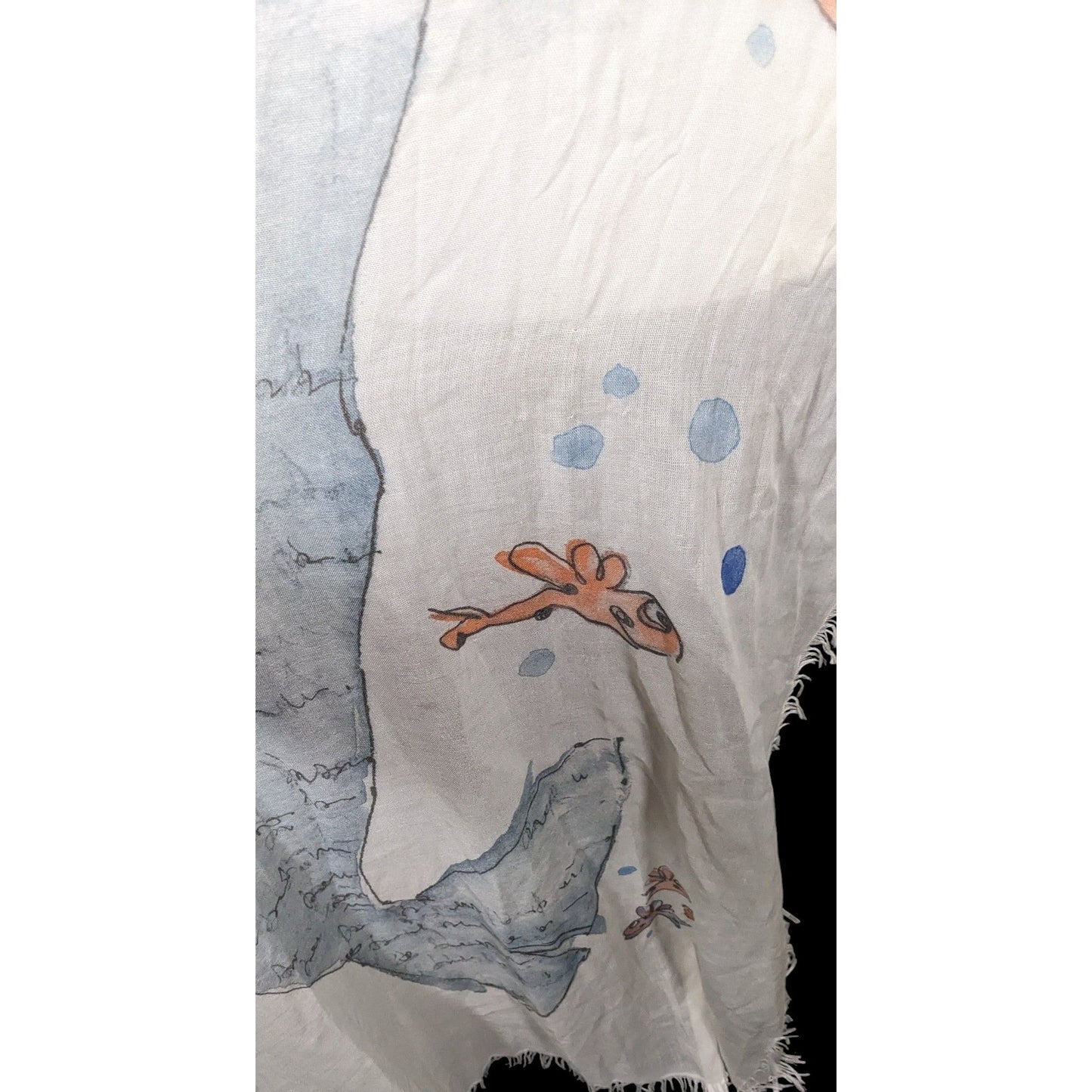 Whimsical Italian "The Sea Ends Where The Sky Begins" Art Scarf/Shawl