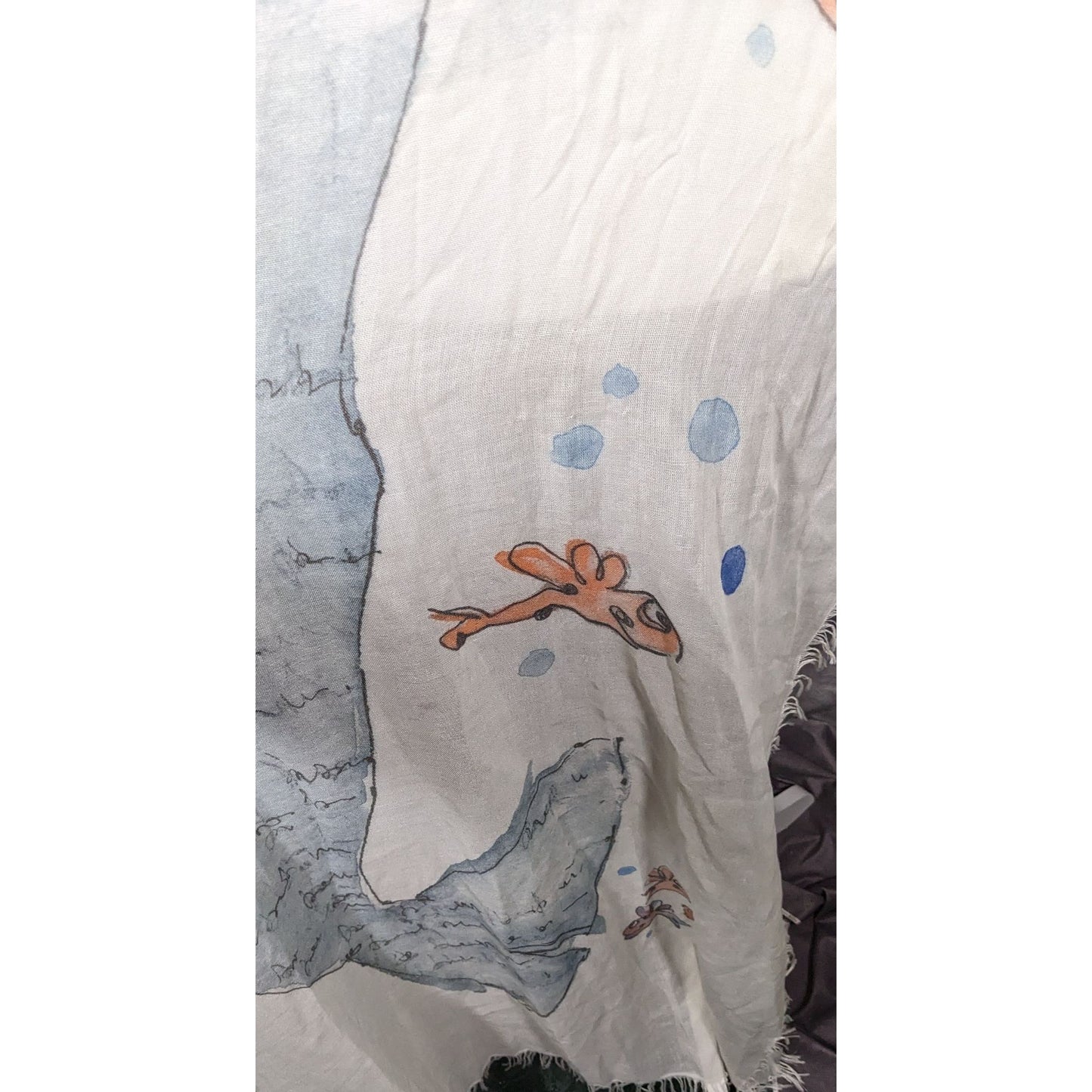 Whimsical Italian "The Sea Ends Where The Sky Begins" Art Scarf/Shawl