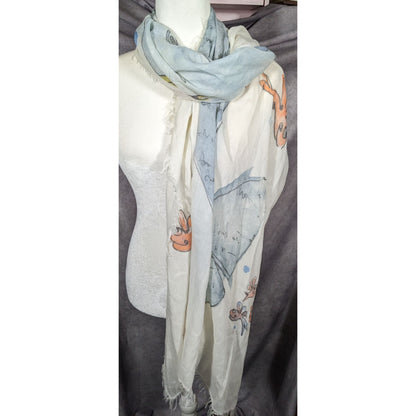 Whimsical Italian "The Sea Ends Where The Sky Begins" Art Scarf/Shawl