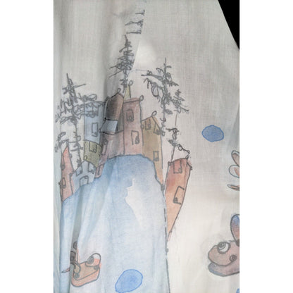 Whimsical Italian "The Sea Ends Where The Sky Begins" Art Scarf/Shawl