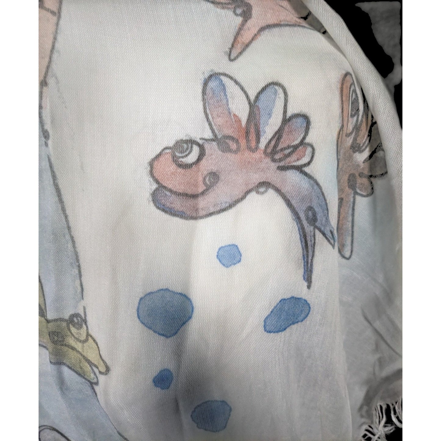 Whimsical Italian "The Sea Ends Where The Sky Begins" Art Scarf/Shawl