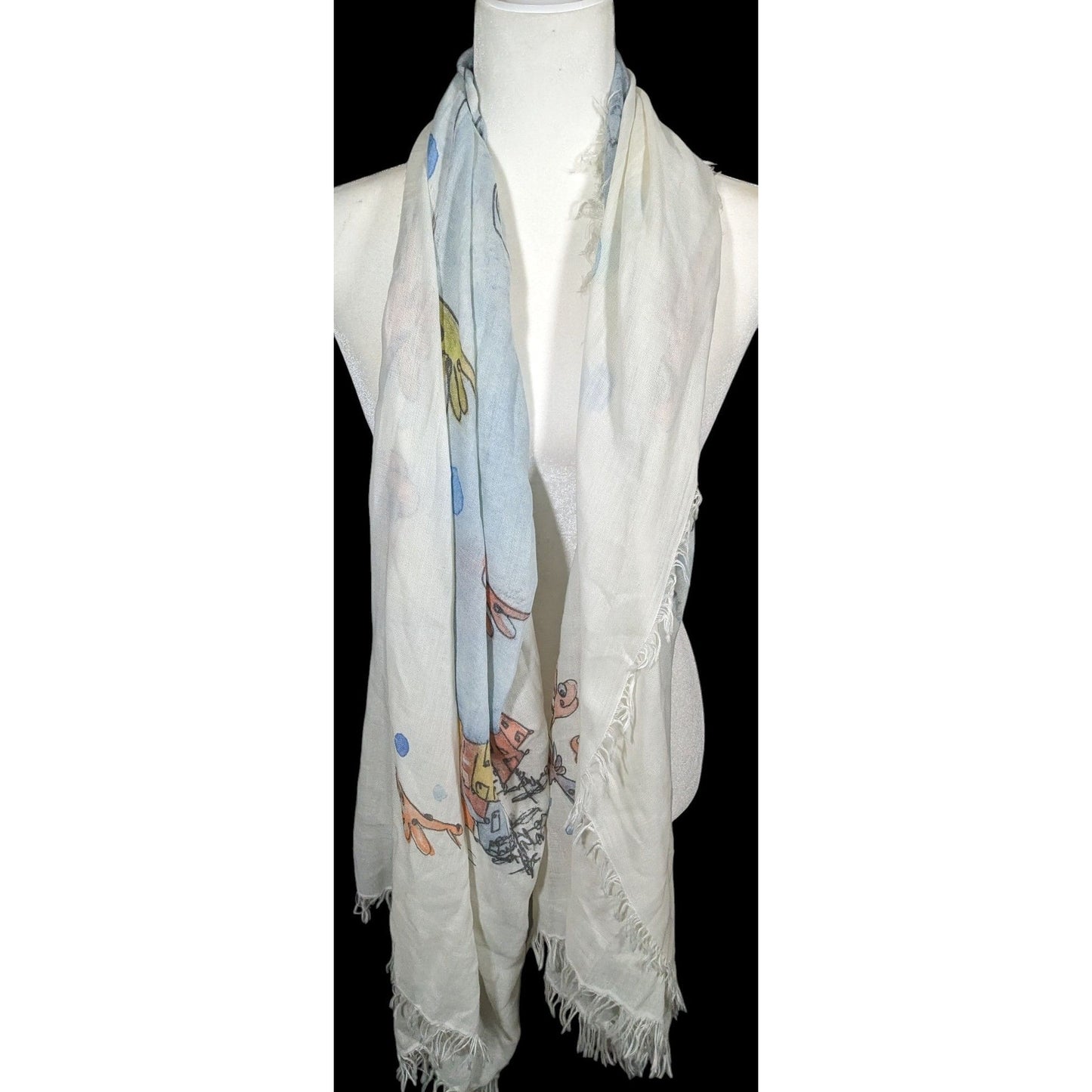 Whimsical Italian "The Sea Ends Where The Sky Begins" Art Scarf/Shawl