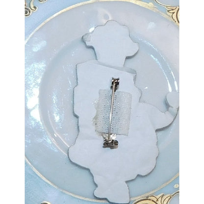 Vintage 1960s Handmade Santa Fabric Brooch