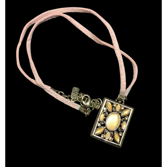 1928 Pink And Yellow Fairycore Pendant Necklace