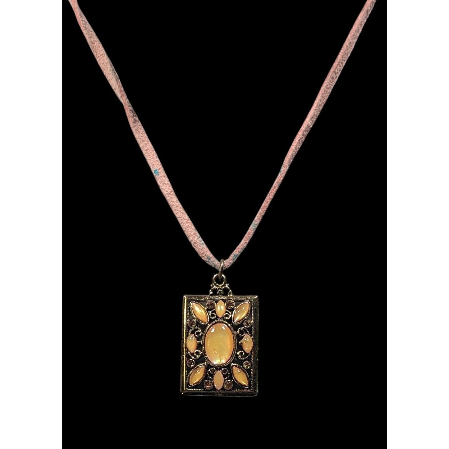 1928 Pink And Yellow Fairycore Pendant Necklace