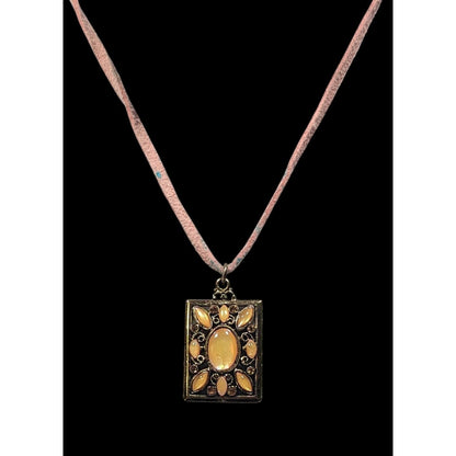 1928 Pink And Yellow Fairycore Pendant Necklace