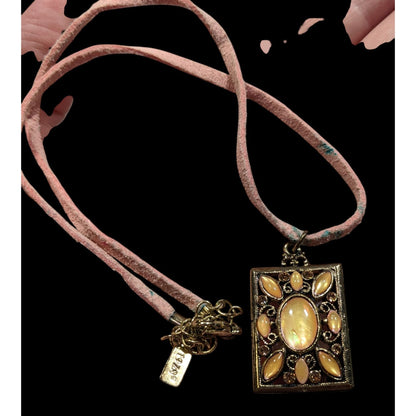 1928 Pink And Yellow Fairycore Pendant Necklace