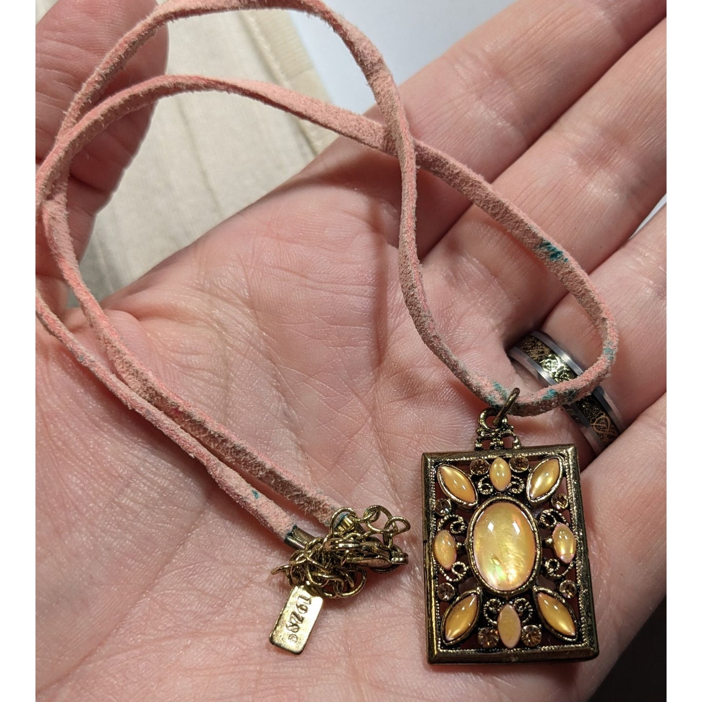 1928 Pink And Yellow Fairycore Pendant Necklace