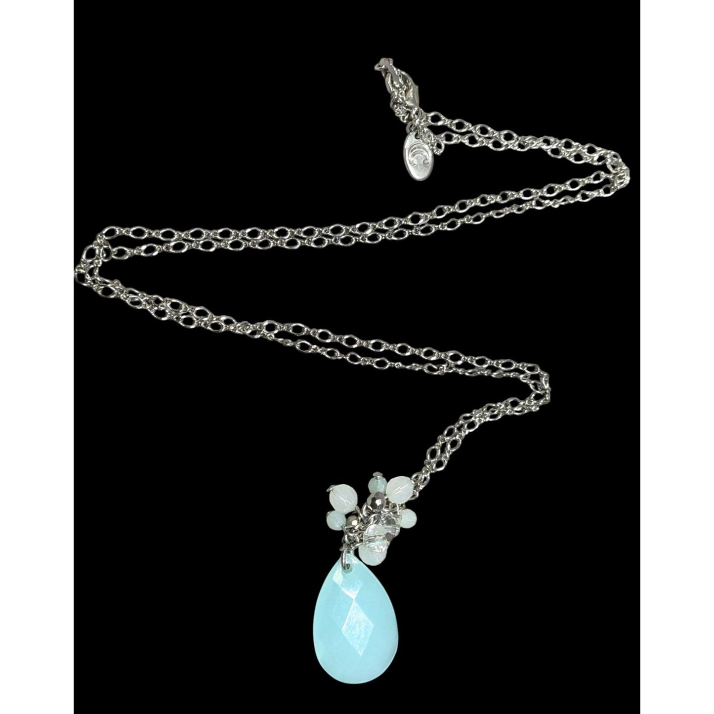 Mermaidcore Aqua Teardrop Pendant With Beaded Accents