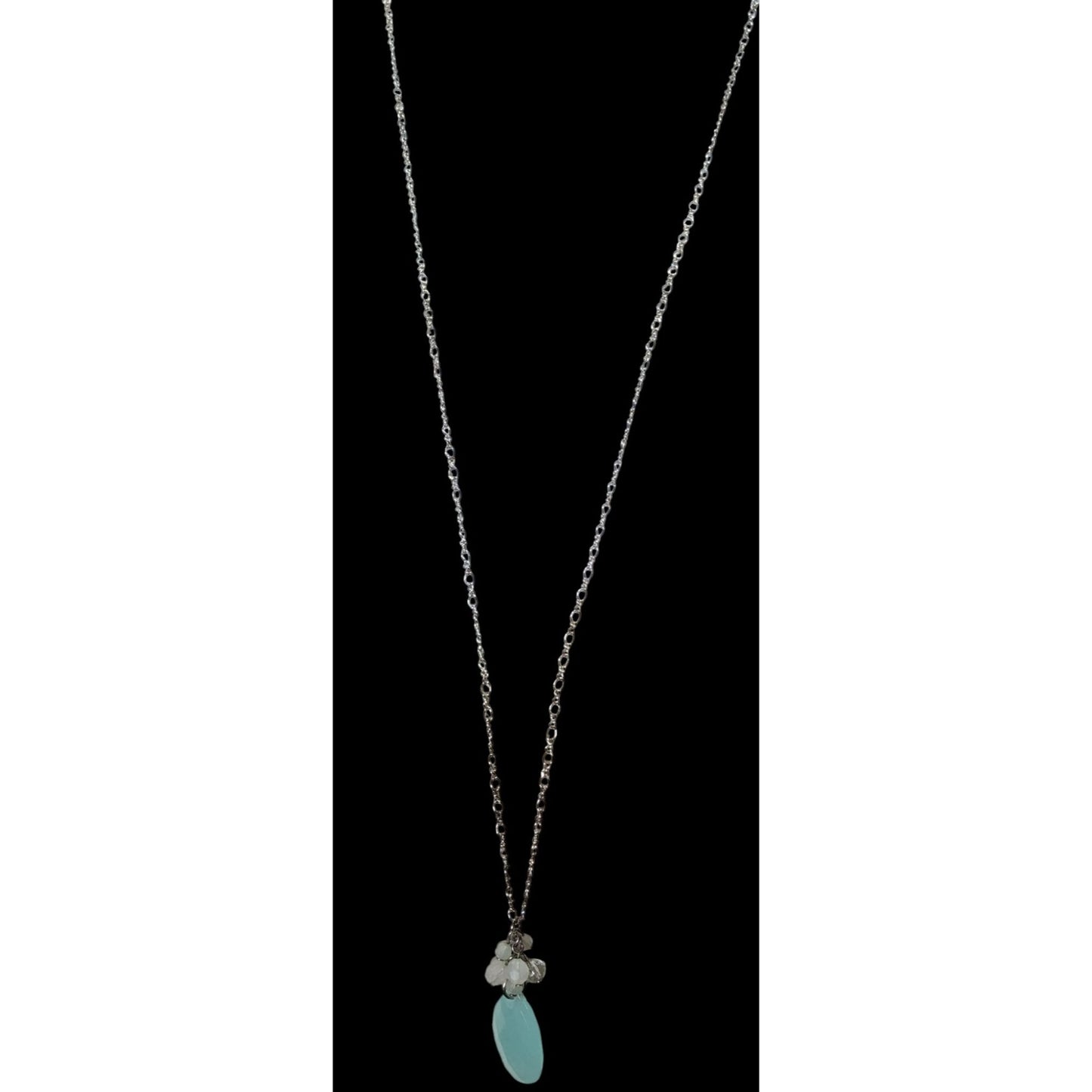 Mermaidcore Aqua Teardrop Pendant With Beaded Accents