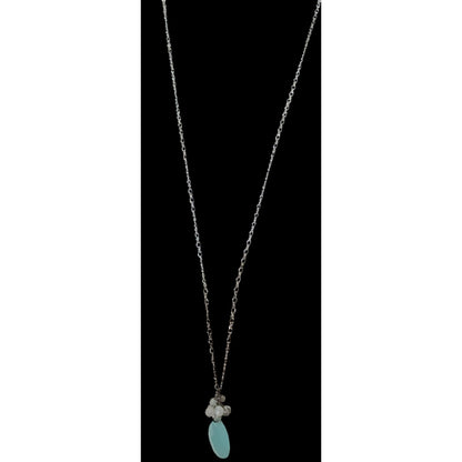Mermaidcore Aqua Teardrop Pendant With Beaded Accents