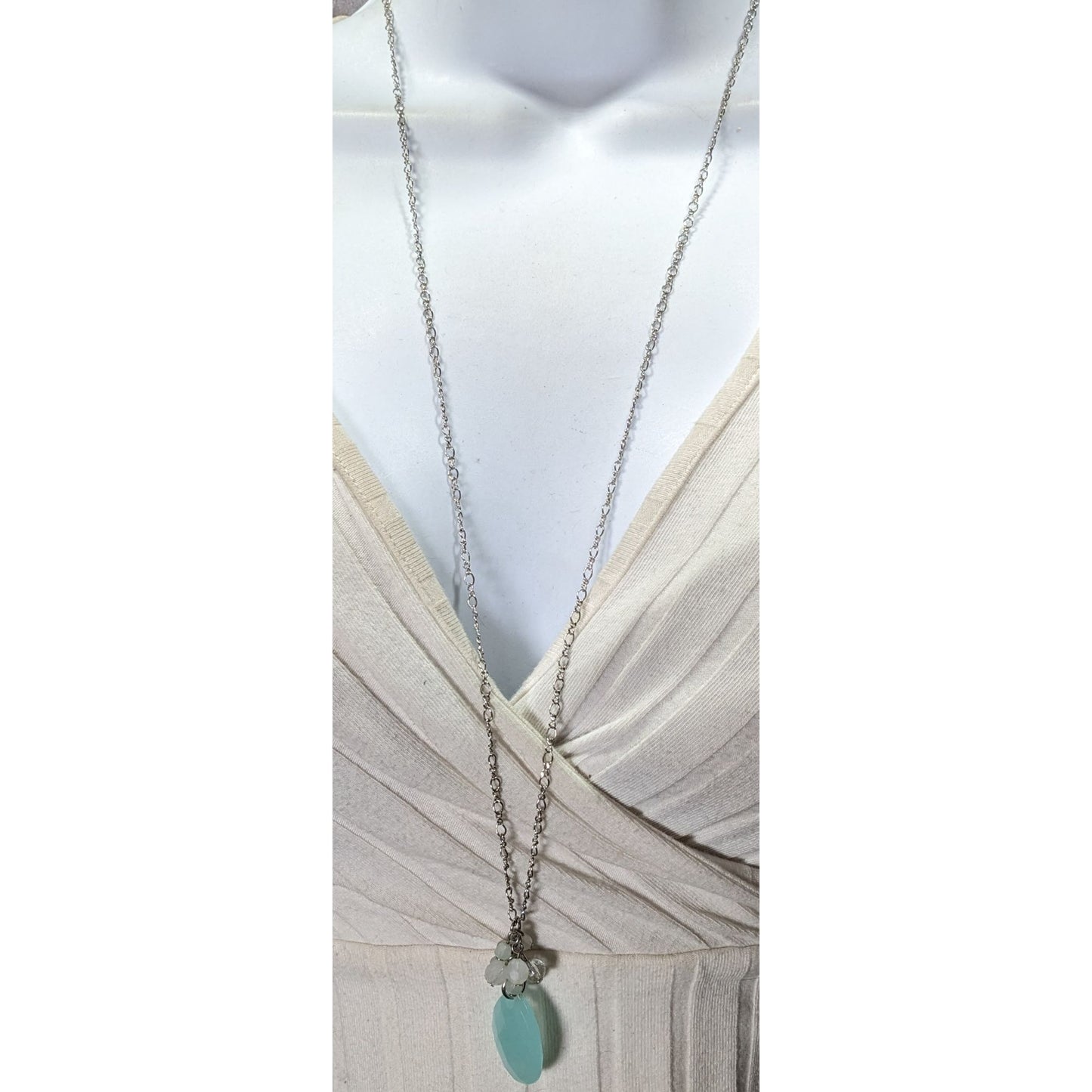 Mermaidcore Aqua Teardrop Pendant With Beaded Accents