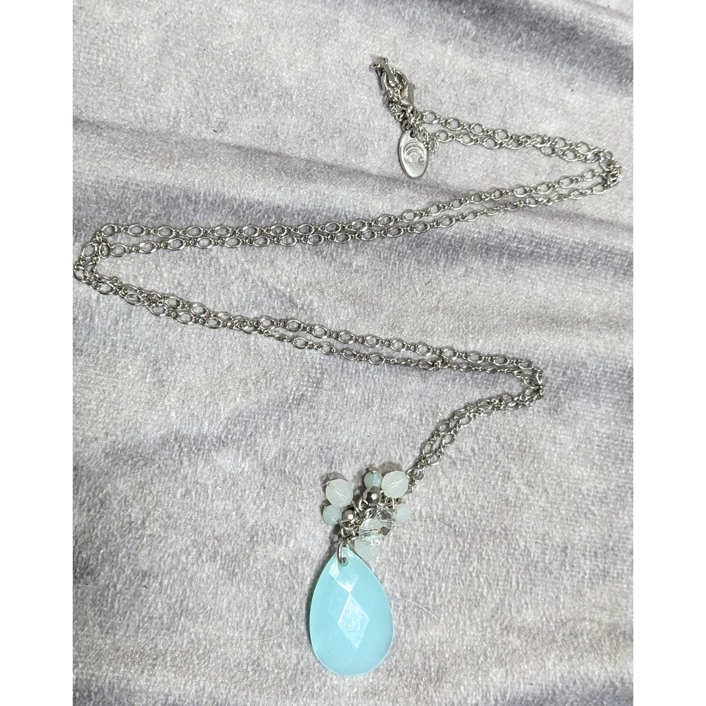 Mermaidcore Aqua Teardrop Pendant With Beaded Accents