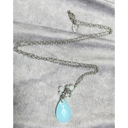 Mermaidcore Aqua Teardrop Pendant With Beaded Accents