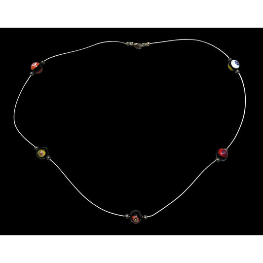 Handcrafted Murano Glass Bead Necklace With Silver Wire