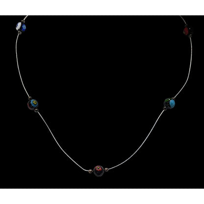 Handcrafted Murano Glass Bead Necklace With Silver Wire