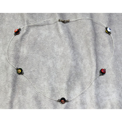 Handcrafted Murano Glass Bead Necklace With Silver Wire