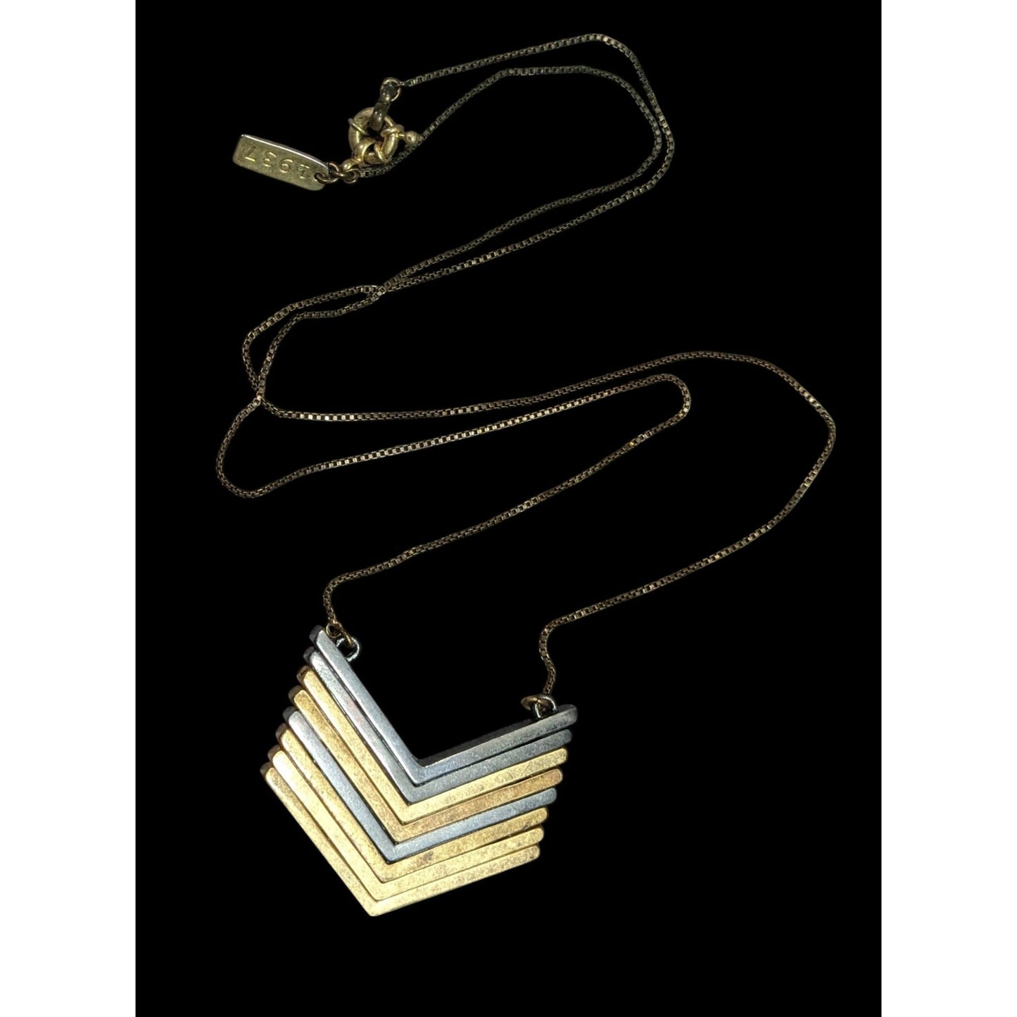 1934 Arrowstack Chevron Multi-Metallic Pendant Necklace