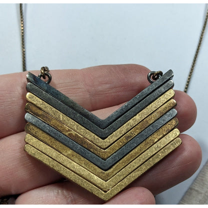 1934 Arrowstack Chevron Multi-Metallic Pendant Necklace