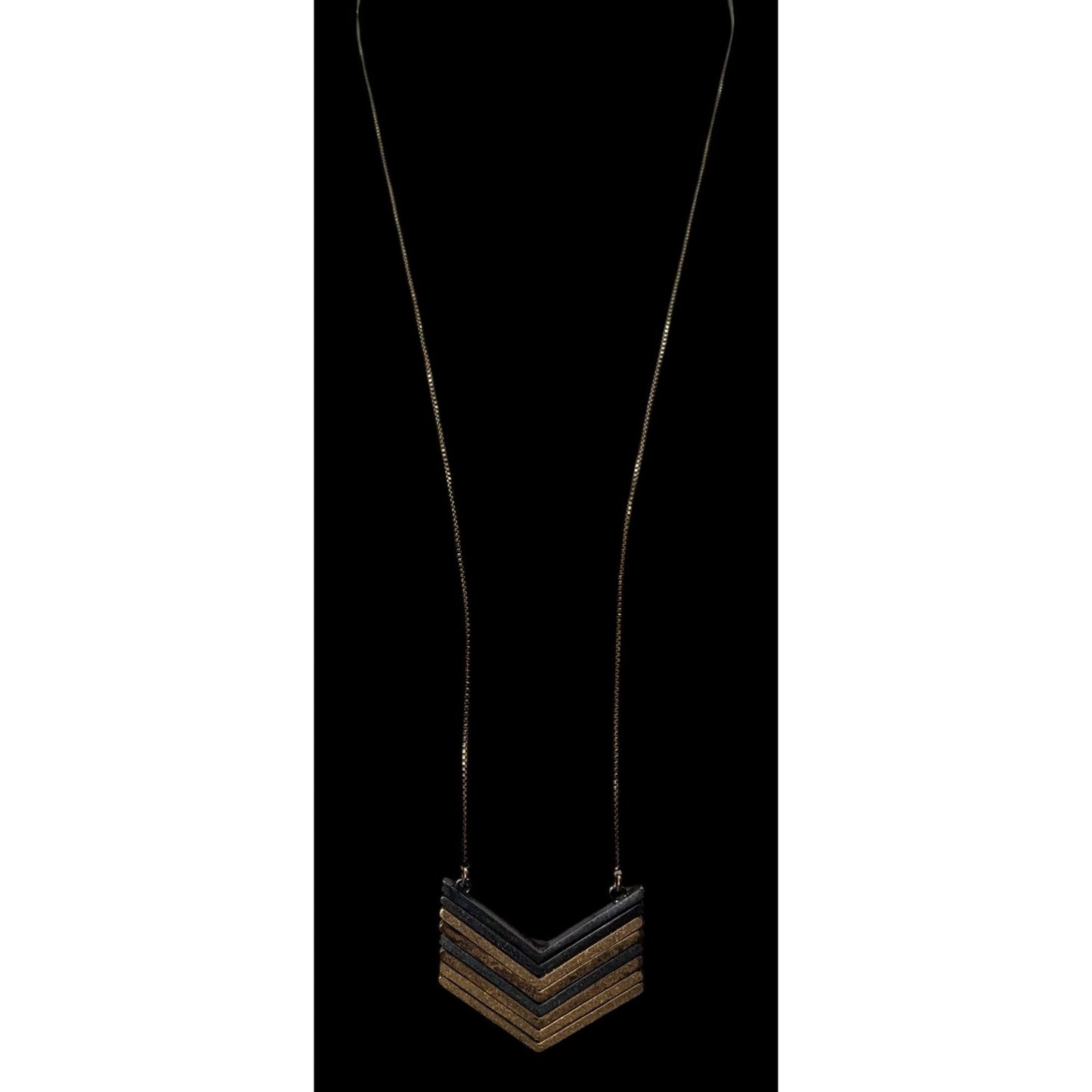 1934 Arrowstack Chevron Multi-Metallic Pendant Necklace