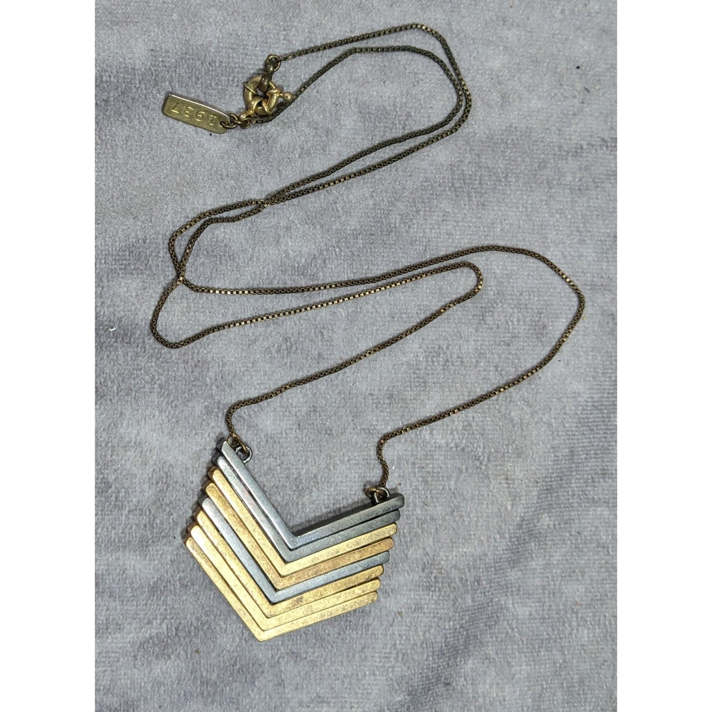 1934 Arrowstack Chevron Multi-Metallic Pendant Necklace