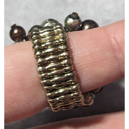 Chunky Metallic Beaded Cluster Stretch Ring Size 8