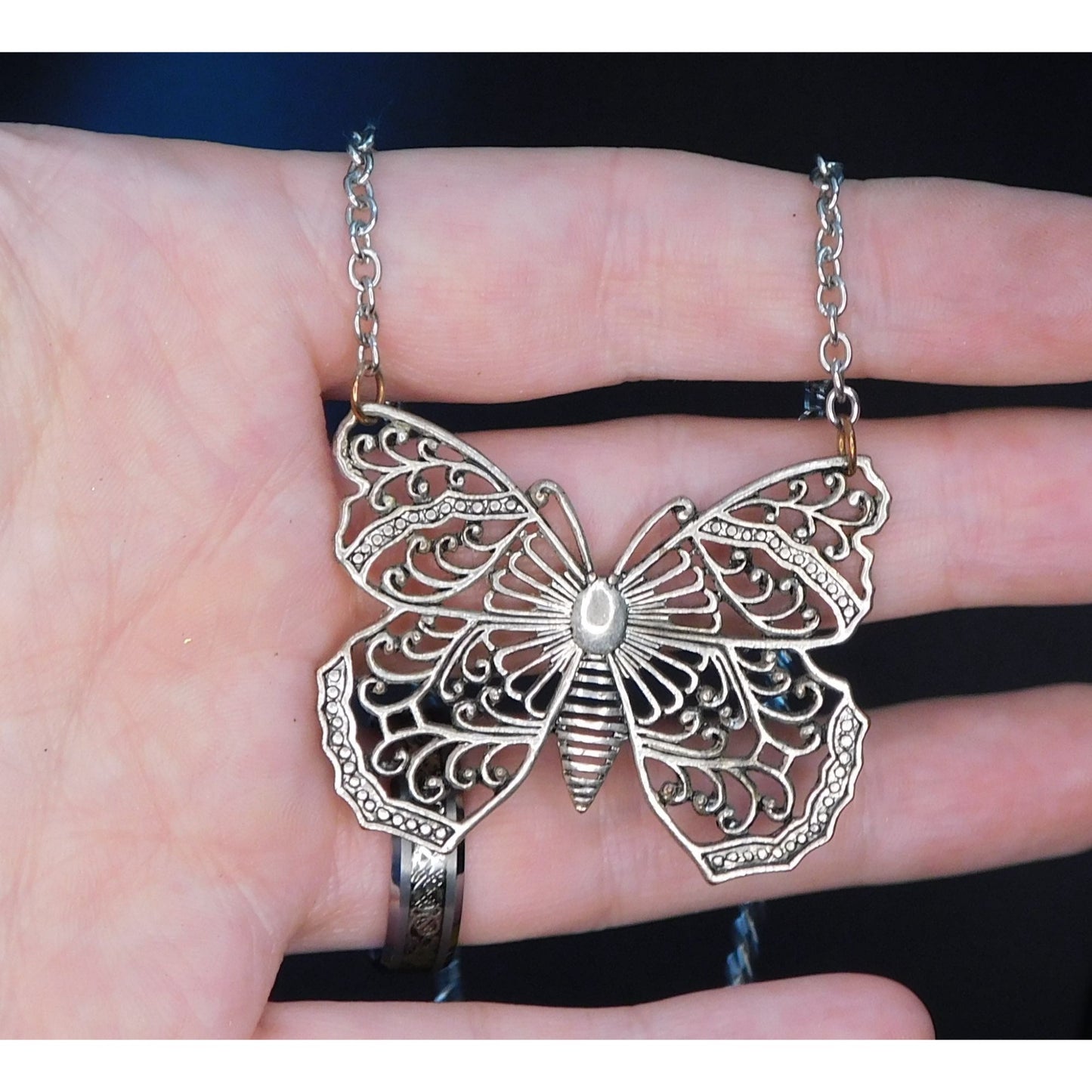 Whimsical Fairycore Filigree Butterfly Necklace