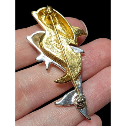 Vintage Napier Mixed Metal Tone Dolphin Brooch