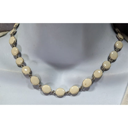 Vintage Reversible Black & Cream Enamel Link Necklace