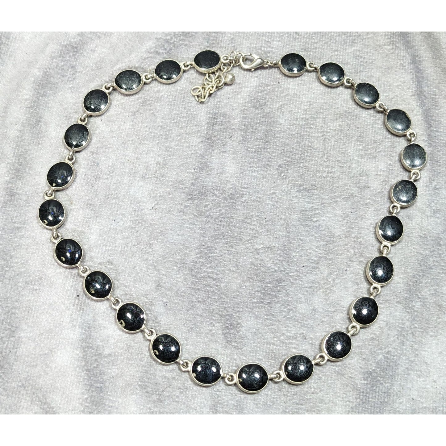 Vintage Reversible Black & Cream Enamel Link Necklace