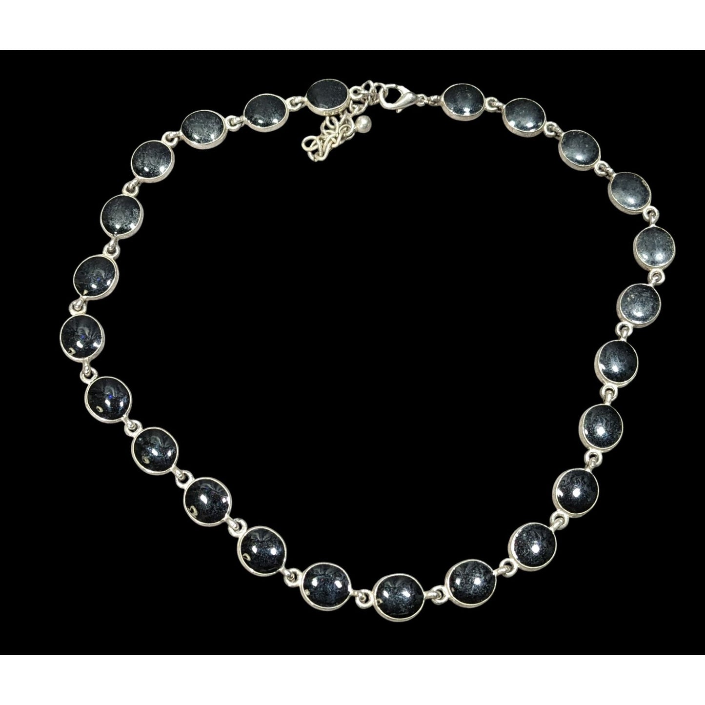 Vintage Reversible Black & Cream Enamel Link Necklace