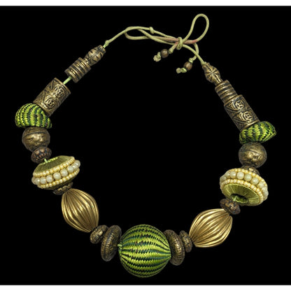 Vintage Green Chunky Bohemian Beaded Necklace