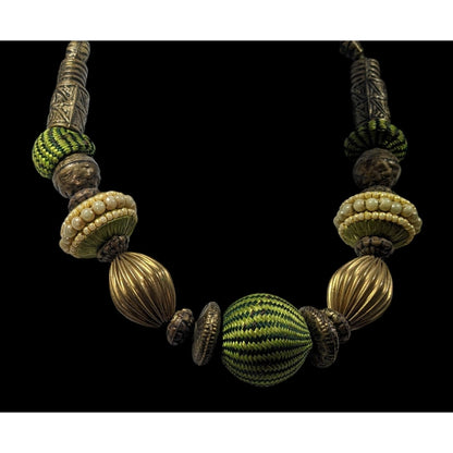 Vintage Green Chunky Bohemian Beaded Necklace