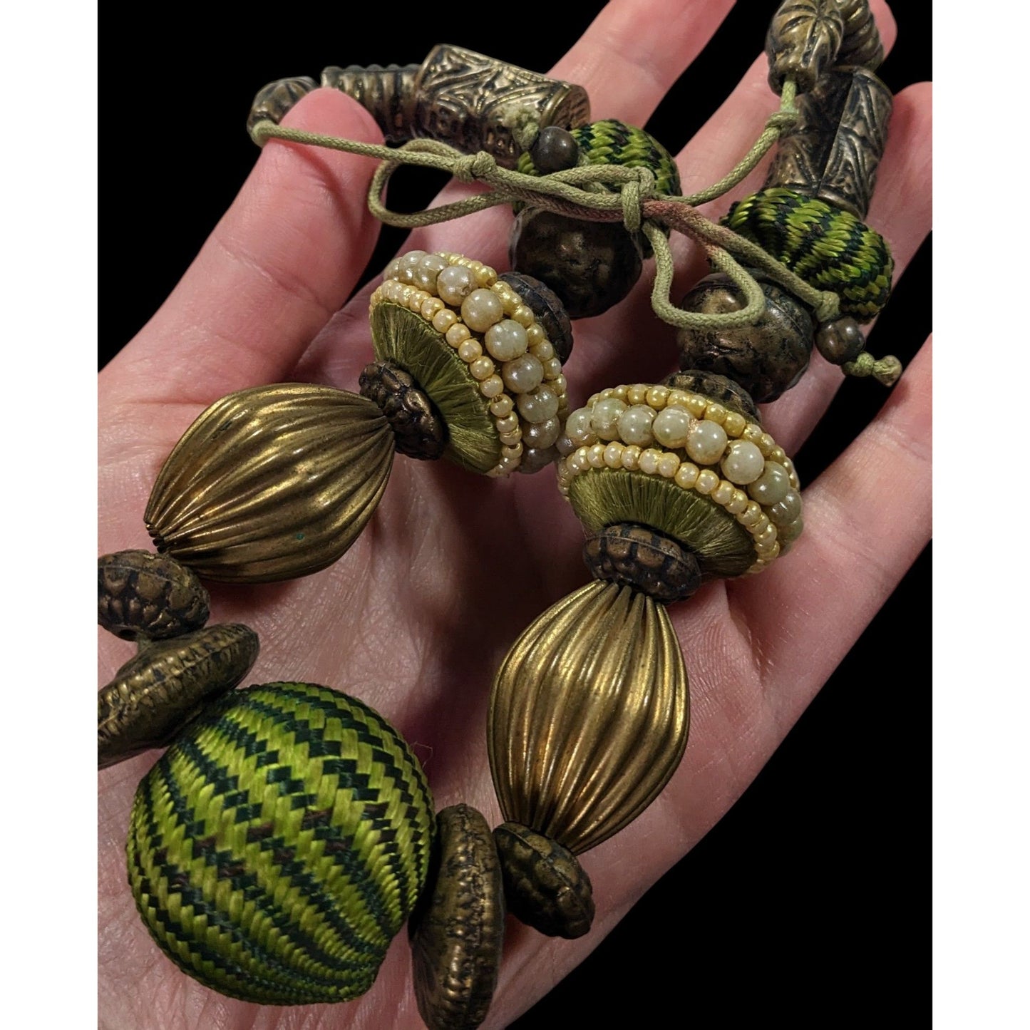 Vintage Green Chunky Bohemian Beaded Necklace