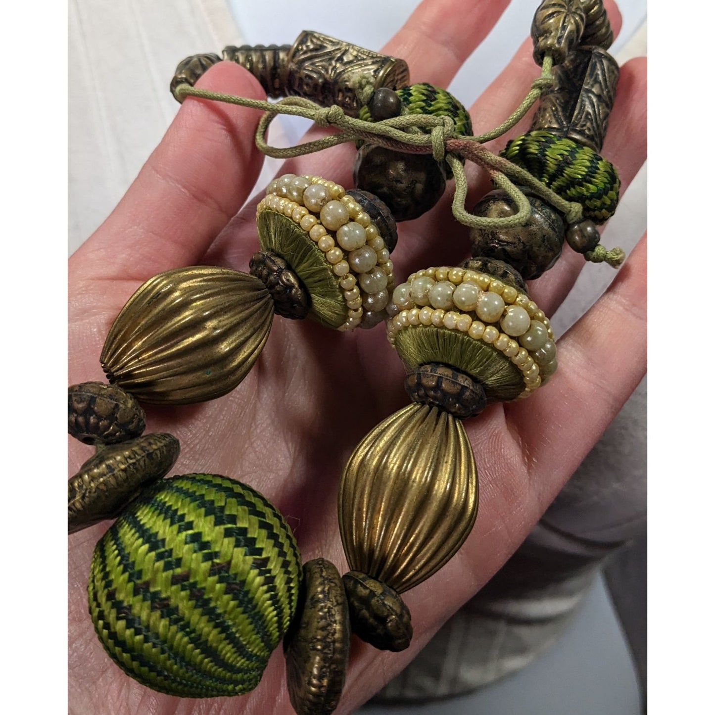 Vintage Green Chunky Bohemian Beaded Necklace