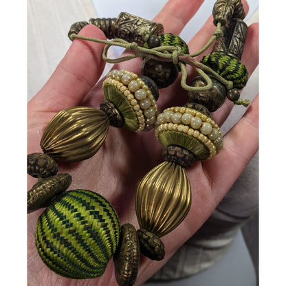 Vintage Green Chunky Bohemian Beaded Necklace