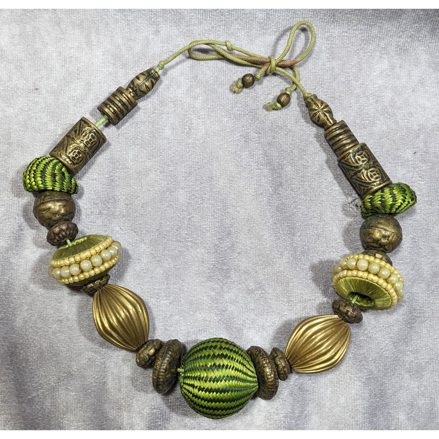 Vintage Green Chunky Bohemian Beaded Necklace