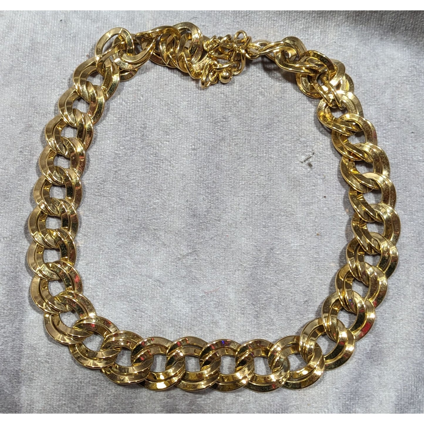 Vintage Midcentury Glam Heavy Gold Tone Double Loop Chain Necklace
