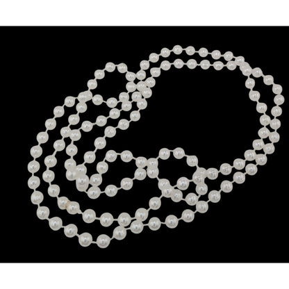 Long White Faux Pearl Necklace 46" Strand For Layering Or Formal Wear