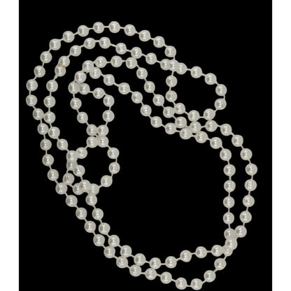 Long White Faux Pearl Necklace 46" Strand For Layering Or Formal Wear